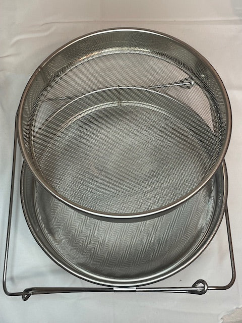 sieve filters out debris from honey. double sieve 